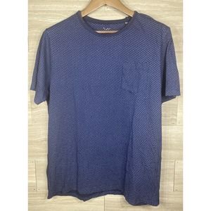 Denim & Flower Mens Diamond Print Navy Blue Short Sleeve TShirt XL Tee